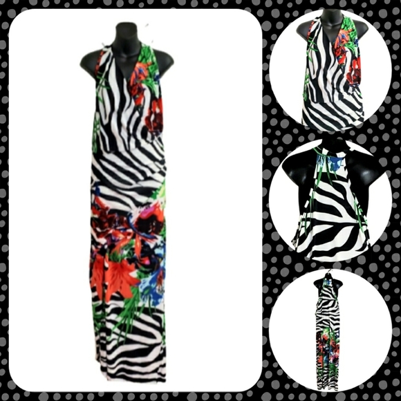Lucy Diamond Dresses & Skirts - SEXY ZEBRA & TROPICAL FLORAL MAXI DRESS 3x NWOT